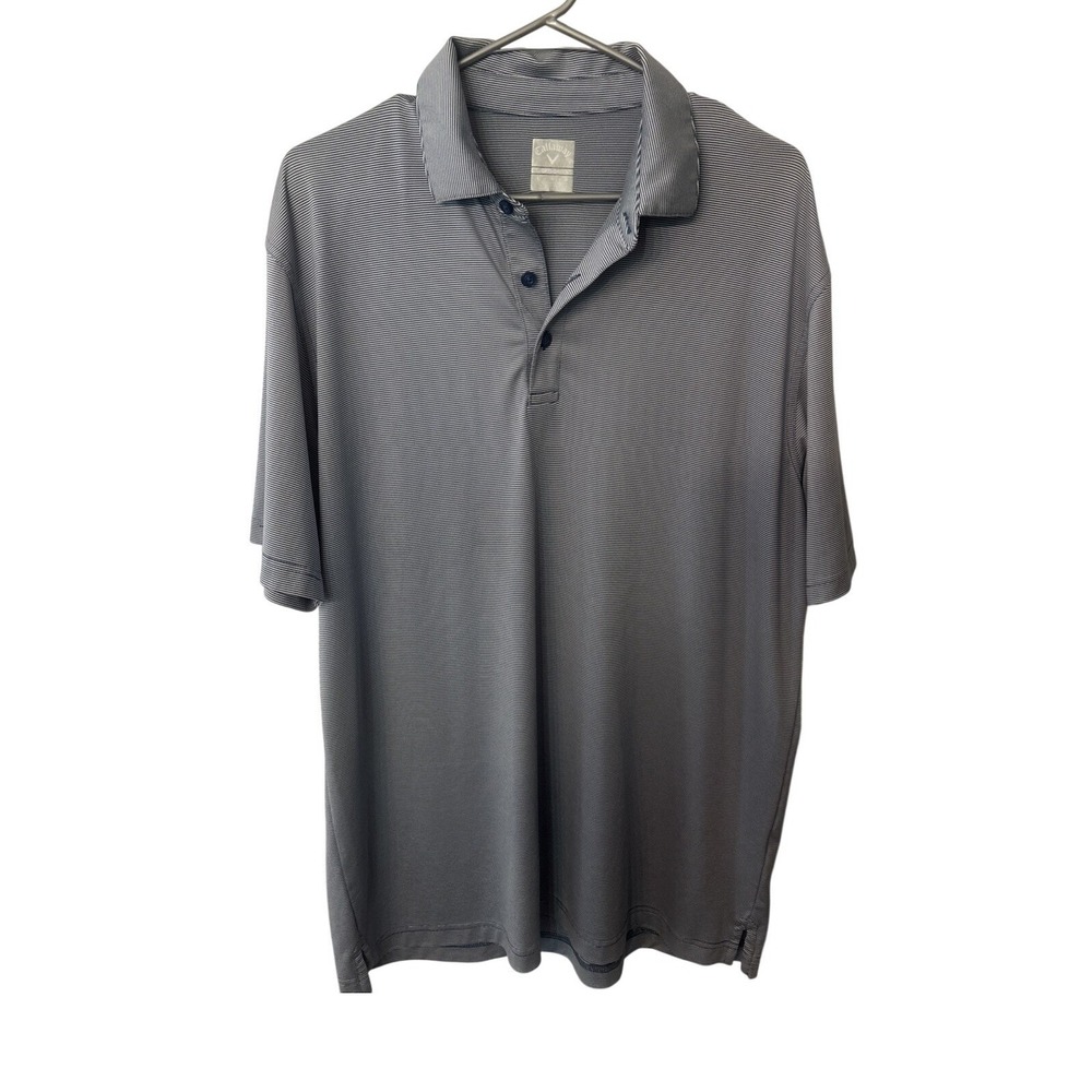 Callaway Blue White Striped Short‎ Sleeve Polo Shirt Mens Large